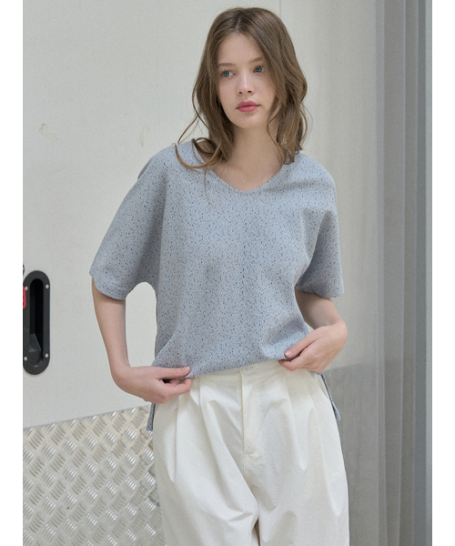 AVANT-G(アバン)の「Small Dot Cap Sleeve T-shirt - BLUE(Tシャツ/カットソー・レディース・その他・FREE)」の6枚目の写真