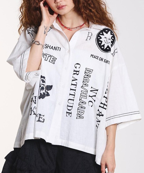 HLAADA(フラーダ)の「HLAADA for ROSEBUD/EMBROIDERY SHORT SLEEVE SHIRT(シャツ/ブラウス・レディース・マルチ/ブラック・ONE SIZE)」の2枚目の写真