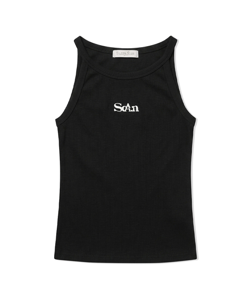 FUZZY SCAN(ファジスキャン)の「刺繍ロゴベーシックスリーブレス2カラー(Tシャツ/カットソー・レディース・ブラック/ライトグレー・ONE SIZE)」の2枚目の写真