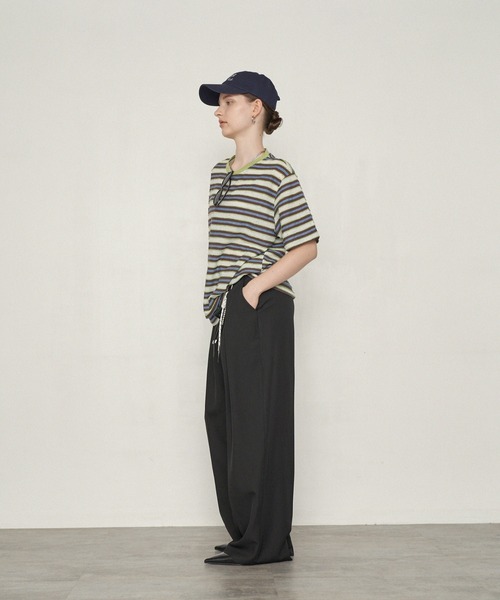 uchi.(ウチ)の「ネップボーダービッグシルエットTシャツ(Tシャツ/カットソー・レディース・ネイビー系/グリーン系その他・FREE)」の10枚目の写真