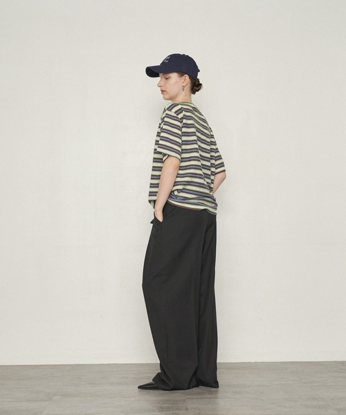uchi.(ウチ)の「ネップボーダービッグシルエットTシャツ(Tシャツ/カットソー・レディース・ネイビー系/グリーン系その他・FREE)」の11枚目の写真