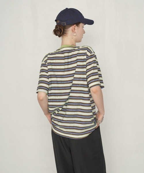 uchi.(ウチ)の「ネップボーダービッグシルエットTシャツ(Tシャツ/カットソー・レディース・ネイビー系/グリーン系その他・FREE)」の18枚目の写真