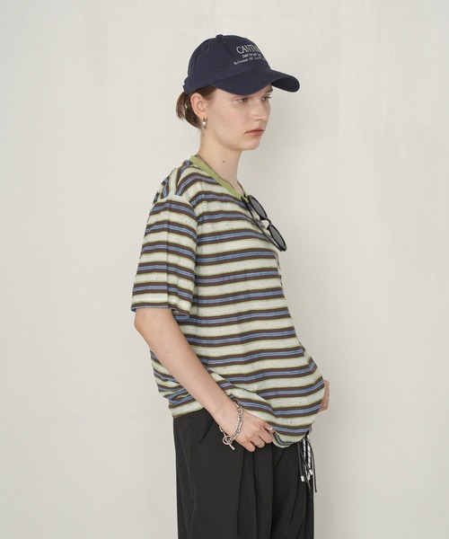 uchi.(ウチ)の「ネップボーダービッグシルエットTシャツ(Tシャツ/カットソー・レディース・ネイビー系/グリーン系その他・FREE)」の19枚目の写真