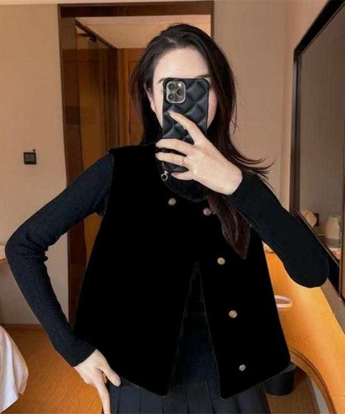 Ritzy(リッツィー)の「ノーカラーツイードベスト(ベスト・レディース・ベージュ/ブラック・M)」の14枚目の写真