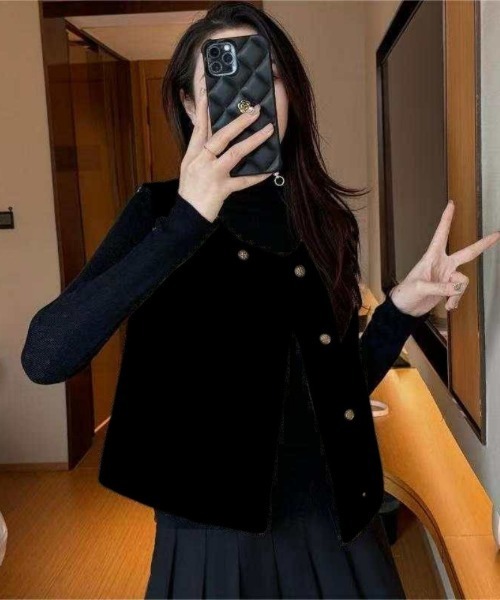 Ritzy(リッツィー)の「ノーカラーツイードベスト(ベスト・レディース・ベージュ/ブラック・M)」の13枚目の写真