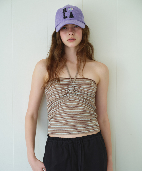 ROLAROLA（ロラロラ）の「STRIPE TUBE TOP BR+MT（Tシャツ/カットソー・レディース・ブラウン・MEDIUM/SMALL）」の2枚目の写真
