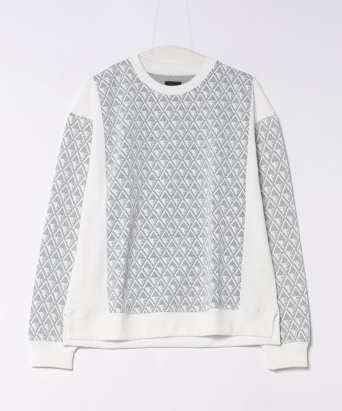MMMM(エムエムエムエム)の「/MMMM/ジオメトリックジャガードサイドネル切替クルーネック(Tシャツ/カットソー・メンズ・ブラック系/ホワイト系その他・MEDIUM)」の2枚目の写真