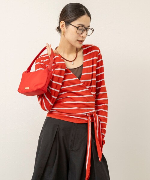 MAQWEL(マクウェル)の「【MAQWEL/マクウェル】コットンカシュクールカーディガン(Tシャツ/カットソー・レディース・アイボリー/レッド/チャコールグレー・FREE)」の12枚目の写真
