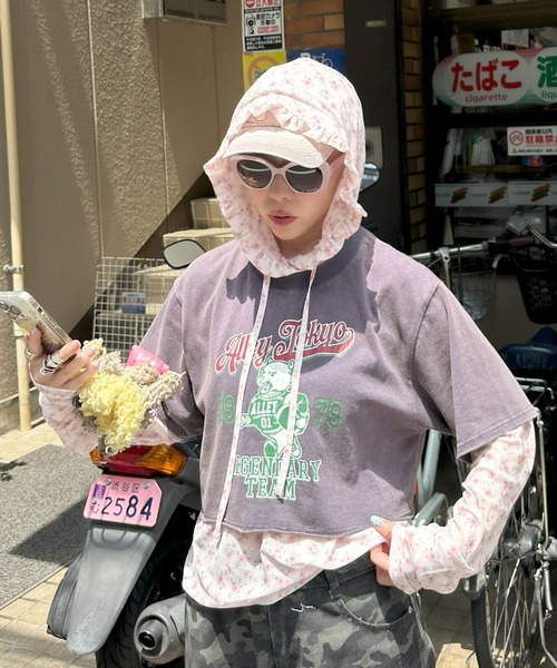 Alley Tokyo(アリートーキョー)の「フリフリフードシアートップス(その他トップス・レディース・ピンク/オフホワイト・FREE)」の15枚目の写真