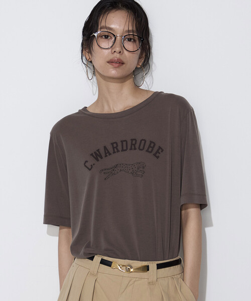 COMME CA Wardrobe（コムサワードローブ）の「フィブリル天竺 ジャガープリントTシャツ（Tシャツ/カットソー・レディース・アイボリー/ブラウン/チャコール・FREE）」の3枚目の写真