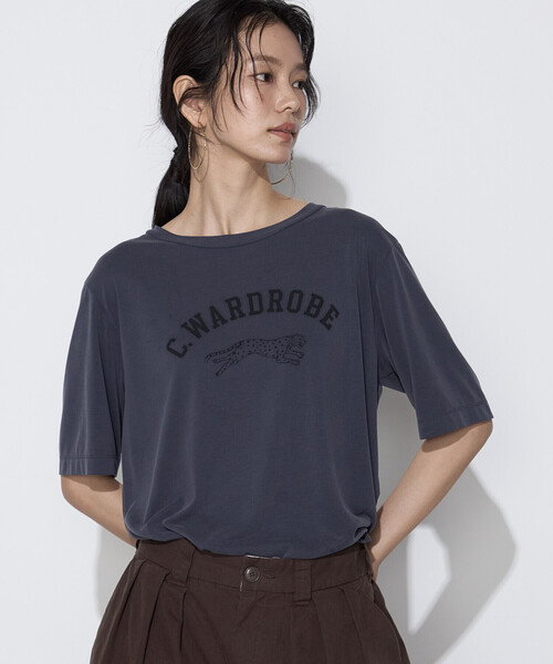 COMME CA Wardrobe（コムサワードローブ）の「フィブリル天竺 ジャガープリントTシャツ（Tシャツ/カットソー・レディース・アイボリー/ブラウン/チャコール・FREE）」の2枚目の写真