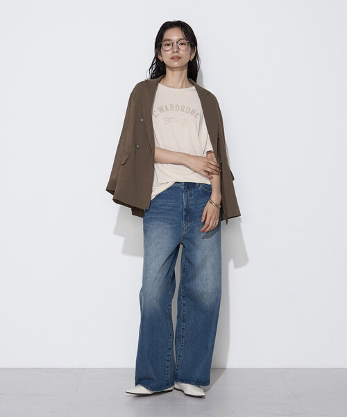COMME CA Wardrobe（コムサワードローブ）の「フィブリル天竺 ジャガープリントTシャツ（Tシャツ/カットソー・レディース・アイボリー/ブラウン/チャコール・FREE）」の8枚目の写真