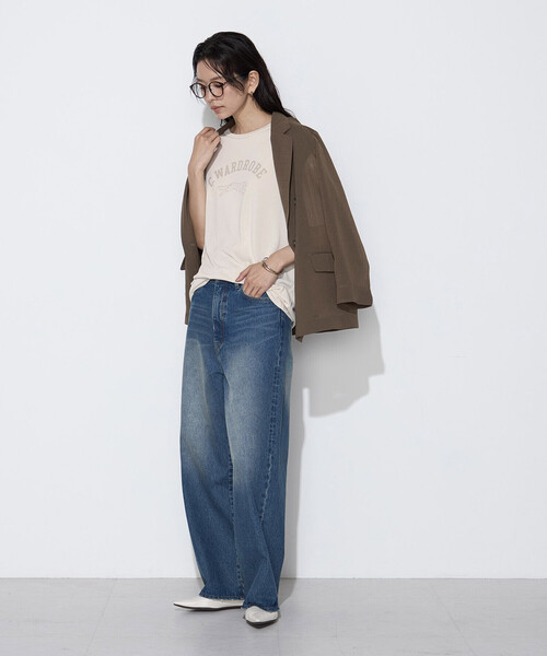 COMME CA Wardrobe（コムサワードローブ）の「フィブリル天竺 ジャガープリントTシャツ（Tシャツ/カットソー・レディース・アイボリー/ブラウン/チャコール・FREE）」の9枚目の写真