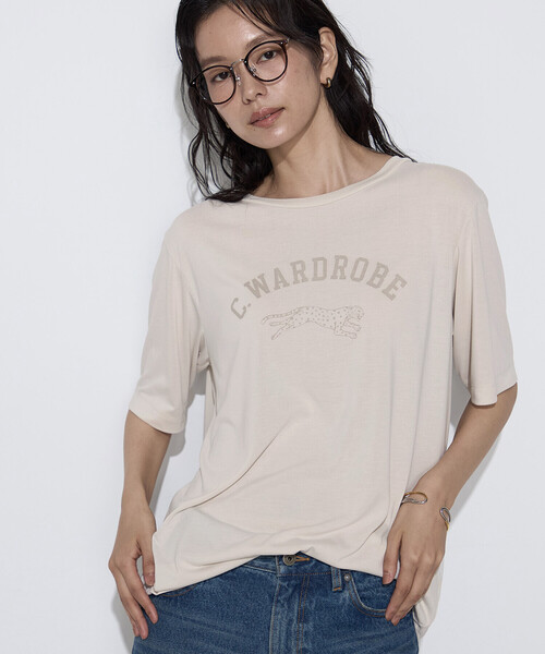 COMME CA Wardrobe（コムサワードローブ）の「フィブリル天竺 ジャガープリントTシャツ（Tシャツ/カットソー・レディース・アイボリー/ブラウン/チャコール・FREE）」の11枚目の写真
