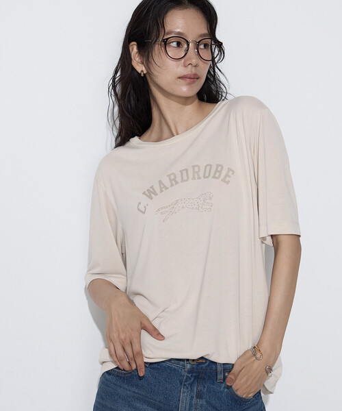 COMME CA Wardrobe（コムサワードローブ）の「フィブリル天竺 ジャガープリントTシャツ（Tシャツ/カットソー・レディース・アイボリー/ブラウン/チャコール・FREE）」の12枚目の写真