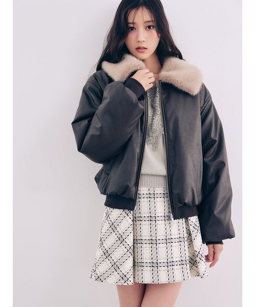 SNIDEL（スナイデル）の「【販路限定サイズあり】ロービングチェックミニスカート（スカート・レディース・グリーン/ピンク/キャメル/アイボリー・0/1/00）」の6枚目の写真