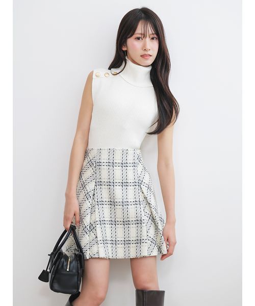 SNIDEL（スナイデル）の「【販路限定サイズあり】ロービングチェックミニスカート（スカート・レディース・グリーン/ピンク/キャメル/アイボリー・0/1/00）」の7枚目の写真