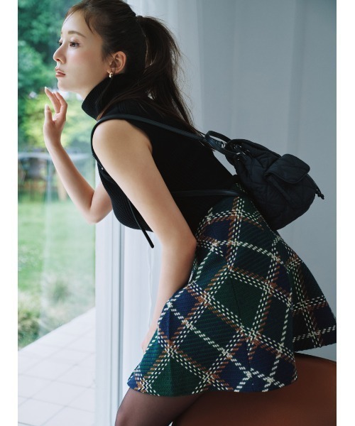 SNIDEL（スナイデル）の「【販路限定サイズあり】ロービングチェックミニスカート（スカート・レディース・グリーン/ピンク/キャメル/アイボリー・0/1/00）」の5枚目の写真