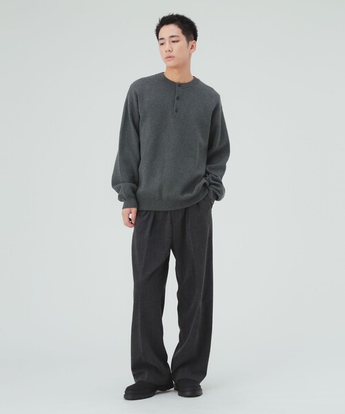BEAMS HEART(ビームスハート)の「メランジ 2タック ワイドスラックス(スラックス・メンズ・チャコールグレー/ブラウン・MEDIUM/LARGE/SMALL)」の5枚目の写真