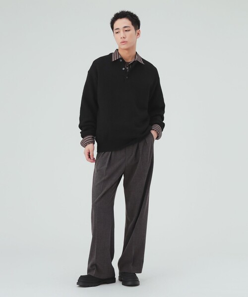 BEAMS HEART(ビームスハート)の「メランジ 2タック ワイドスラックス(スラックス・メンズ・チャコールグレー/ブラウン・MEDIUM/LARGE/SMALL)」の17枚目の写真