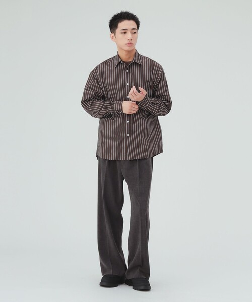 BEAMS HEART(ビームスハート)の「メランジ 2タック ワイドスラックス(スラックス・メンズ・チャコールグレー/ブラウン・MEDIUM/LARGE/SMALL)」の19枚目の写真