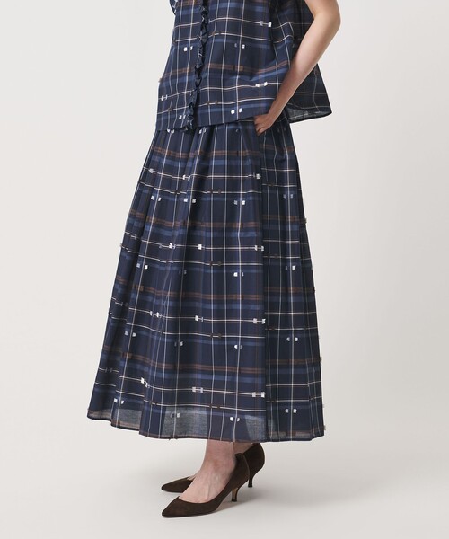 UNITED ARROWS(ユナイテッドアローズ)の「チェック リボン カットジャガード スカート(スカート・レディース・ネイビー/ダークグレー・36/38)」の6枚目の写真