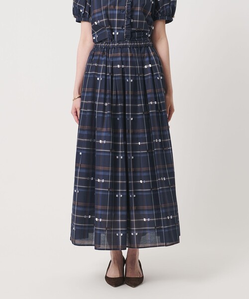 UNITED ARROWS(ユナイテッドアローズ)の「チェック リボン カットジャガード スカート(スカート・レディース・ネイビー/ダークグレー・36/38)」の8枚目の写真