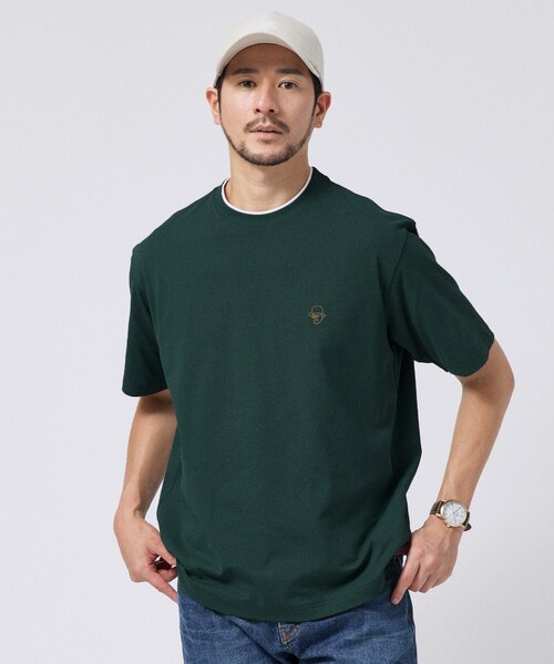 TAKEO KIKUCHI（タケオキクチ）の「【汗染み軽減/接触冷感】フェイクレイヤード ワンポイント刺繍Ｔシャツ（Tシャツ/カットソー・メンズ・ターコイズブルー系/レンガ/こしょう色系/ホワイト/ブラック/ライトグレー・02/03/04）」の4枚目の写真