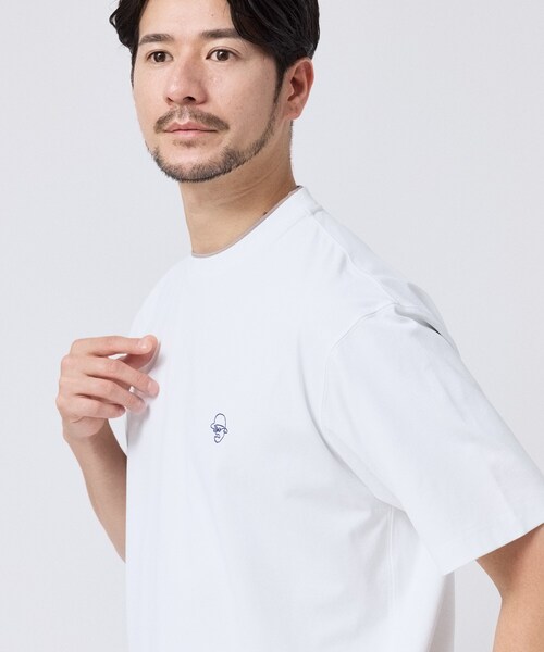 TAKEO KIKUCHI（タケオキクチ）の「【汗染み軽減/接触冷感】フェイクレイヤード ワンポイント刺繍Ｔシャツ（Tシャツ/カットソー・メンズ・ターコイズブルー系/レンガ/こしょう色系/ホワイト/ブラック/ライトグレー・02/03/04）」の14枚目の写真