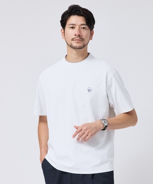 TAKEO KIKUCHI（タケオキクチ）の「【汗染み軽減/接触冷感】フェイクレイヤード ワンポイント刺繍Ｔシャツ（Tシャツ/カットソー・メンズ・ターコイズブルー系/レンガ/こしょう色系/ホワイト/ブラック/ライトグレー・02/03/04）」の15枚目の写真