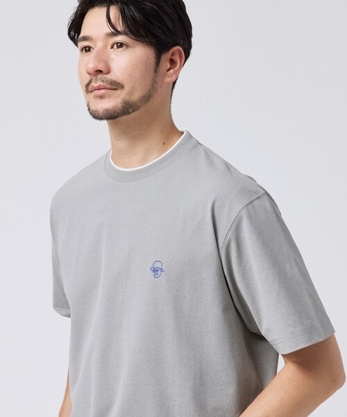 TAKEO KIKUCHI（タケオキクチ）の「【汗染み軽減/接触冷感】フェイクレイヤード ワンポイント刺繍Ｔシャツ（Tシャツ/カットソー・メンズ・ターコイズブルー系/レンガ/こしょう色系/ホワイト/ブラック/ライトグレー・02/03/04）」の18枚目の写真