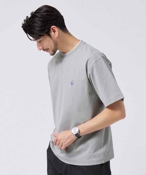 TAKEO KIKUCHI（タケオキクチ）の「【汗染み軽減/接触冷感】フェイクレイヤード ワンポイント刺繍Ｔシャツ（Tシャツ/カットソー・メンズ・ターコイズブルー系/レンガ/こしょう色系/ホワイト/ブラック/ライトグレー・02/03/04）」の19枚目の写真