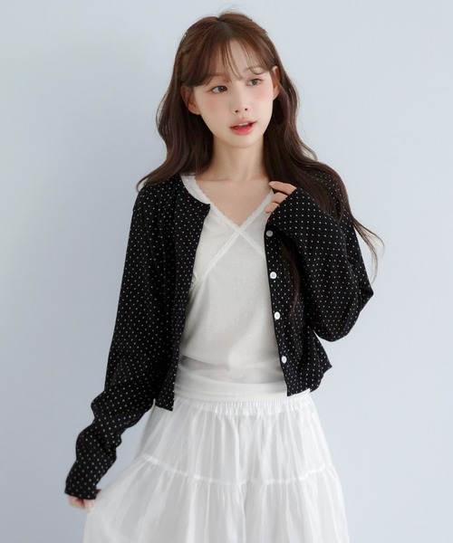 by muni:r(バイ ムニール)の「ドット ソフトボタン カーディガン/2026 AW COLLECTION(Tシャツ/カットソー・レディース・ブラック/アイボリー/チャコール・FREE)」の8枚目の写真
