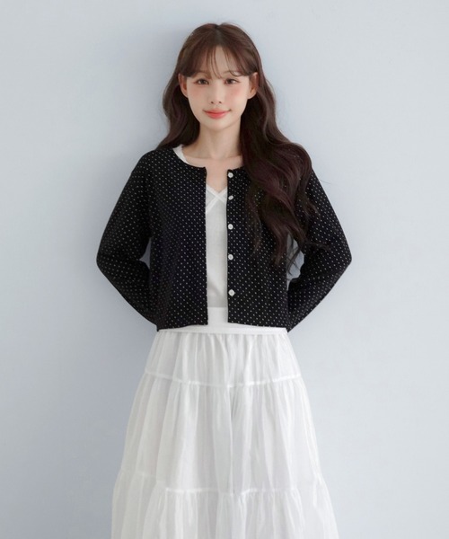 by muni:r(バイ ムニール)の「ドット ソフトボタン カーディガン/2026 AW COLLECTION(Tシャツ/カットソー・レディース・ブラック/アイボリー/チャコール・FREE)」の11枚目の写真