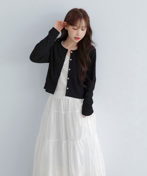 by muni:r(バイ ムニール)の「ドット ソフトボタン カーディガン/2026 AW COLLECTION(Tシャツ/カットソー・レディース・ブラック/アイボリー/チャコール・FREE)」の12枚目の写真