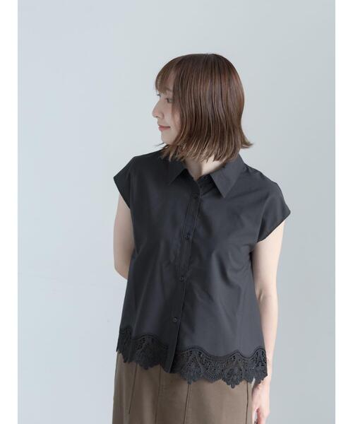 Te chichi(テチチ)の「【接触冷感】スカラップレース刺繍フレンチシャツ(シャツ/ブラウス・レディース・オフホワイト/グリーン/ブラック・F)」の21枚目の写真
