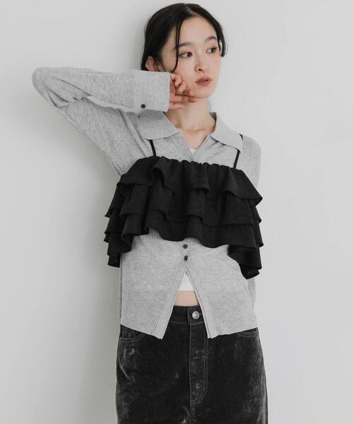 SENSE OF PLACE by URBAN RESEARCH（センスオブプレイスバイアーバンリサーチ）の「ティアードフリルビスチェ（キャミソール・レディース・ベージュ/ブラック・ONE）」の17枚目の写真
