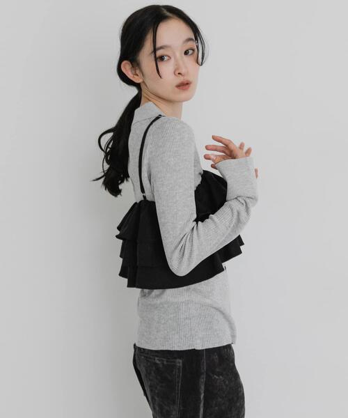 SENSE OF PLACE by URBAN RESEARCH（センスオブプレイスバイアーバンリサーチ）の「ティアードフリルビスチェ（キャミソール・レディース・ベージュ/ブラック・ONE）」の18枚目の写真