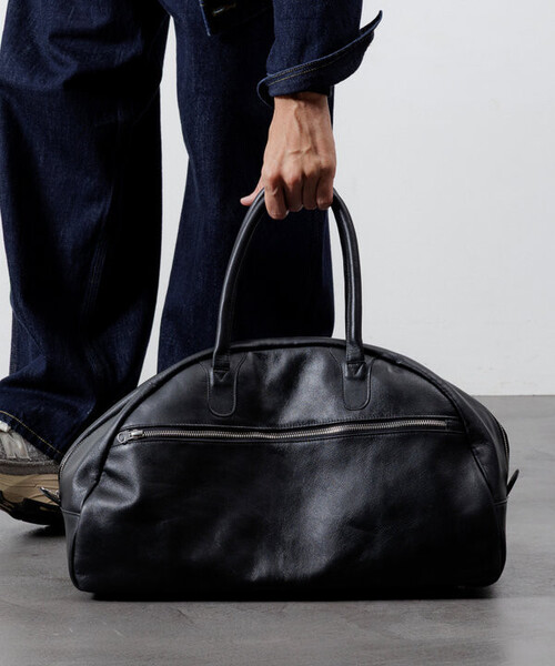 Firsthand(ファーストハンド)の「Firsthand/ファーストハンド Big Leather Boston bag【限定展開】 / レザーボストンバッグ / 牛革 / 撥水レザー / A4収納可能(ボストンバッグ・メンズ・ブラック・ONE SIZE)」の12枚目の写真