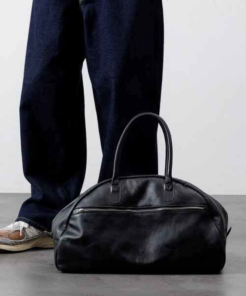 Firsthand(ファーストハンド)の「Firsthand/ファーストハンド Big Leather Boston bag【限定展開】 / レザーボストンバッグ / 牛革 / 撥水レザー / A4収納可能(ボストンバッグ・メンズ・ブラック・ONE SIZE)」の13枚目の写真