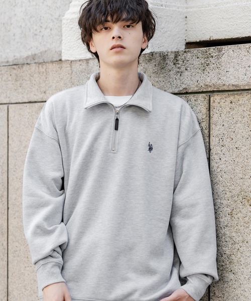 U.S. POLO ASSN.(ユーエスポロアッスン)の「新色追加 U.S. POLO ASSN. ユーエスポロアッスン オーバーサイズ裏起毛ワンポイントロゴ刺繍長袖ハーフジップスウェット(スウェット・メンズ・ブラック/ホワイト/ライトグレー/レッド/ブラウン/ネイビー/杢グレー/グレイッシュベージュ/チャコール・M/L/XL)」の4枚目の写真
