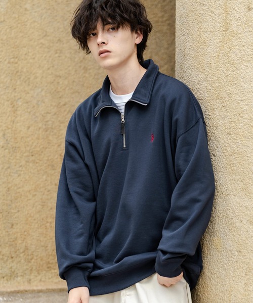 U.S. POLO ASSN.(ユーエスポロアッスン)の「新色追加 U.S. POLO ASSN. ユーエスポロアッスン オーバーサイズ裏起毛ワンポイントロゴ刺繍長袖ハーフジップスウェット(スウェット・メンズ・ブラック/ホワイト/ライトグレー/レッド/ブラウン/ネイビー/杢グレー/グレイッシュベージュ/チャコール・M/L/XL)」の8枚目の写真