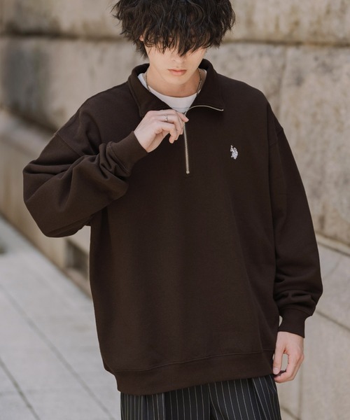 U.S. POLO ASSN.(ユーエスポロアッスン)の「新色追加 U.S. POLO ASSN. ユーエスポロアッスン オーバーサイズ裏起毛ワンポイントロゴ刺繍長袖ハーフジップスウェット(スウェット・メンズ・ブラック/ホワイト/ライトグレー/レッド/ブラウン/ネイビー/杢グレー/グレイッシュベージュ/チャコール・M/L/XL)」の6枚目の写真