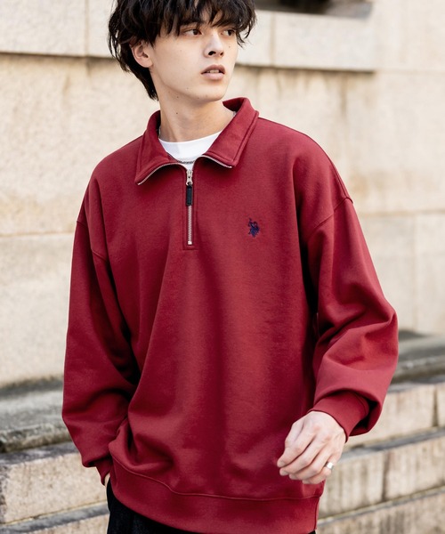 U.S. POLO ASSN.(ユーエスポロアッスン)の「新色追加 U.S. POLO ASSN. ユーエスポロアッスン オーバーサイズ裏起毛ワンポイントロゴ刺繍長袖ハーフジップスウェット(スウェット・メンズ・ブラック/ホワイト/ライトグレー/レッド/ブラウン/ネイビー/杢グレー/グレイッシュベージュ/チャコール・M/L/XL)」の9枚目の写真