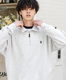 U.S. POLO ASSN.（ユーエスポロアッスン）の「新色追加 U.S. POLO ASSN. ユーエスポロアッスン オーバーサイズ裏起毛ワンポイントロゴ刺繍長袖ハーフジップスウェット（スウェット）」