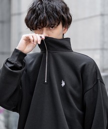 U.S. POLO ASSN.（ユーエスポロアッスン）の「新色追加 U.S. POLO ASSN. ユーエスポロアッスン オーバーサイズ裏起毛ワンポイントロゴ刺繍長袖ハーフジップスウェット（スウェット）」