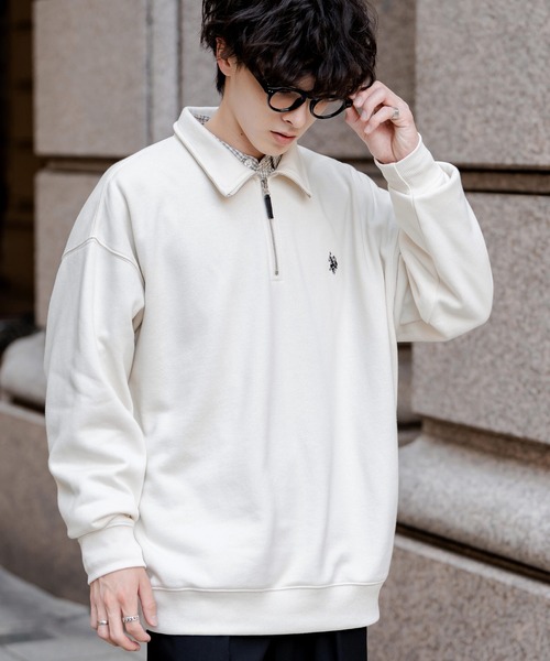 U.S. POLO ASSN.(ユーエスポロアッスン)の「新色追加 U.S. POLO ASSN. ユーエスポロアッスン オーバーサイズ裏起毛ワンポイントロゴ刺繍長袖ハーフジップスウェット(スウェット・メンズ・ブラック/ホワイト/ライトグレー/レッド/ブラウン/ネイビー/杢グレー/グレイッシュベージュ/チャコール・M/L/XL)」の11枚目の写真