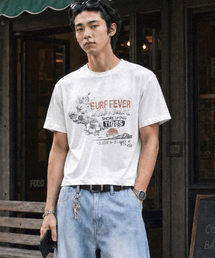 ROWDY（ラウディ）の「サーフフィーバー リラックスド クロップTシャツ_ホワイト（Tシャツ/カットソー）」