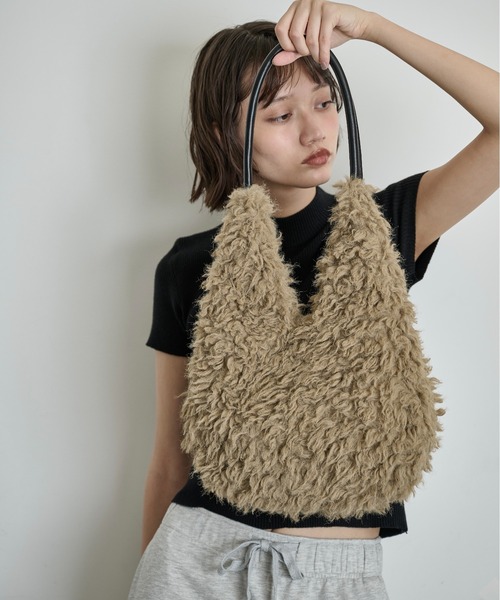 THE YOn(ザヨン)の「異素材ショルダーエコファートート(トートバッグ・レディース・アイボリー/ベージュ/チャコールグレー・FREE)」の14枚目の写真