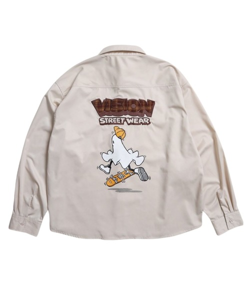 VISION STREET WEAR(ヴィジョンストリートウェア)の「Ghost shirt / 異素材ロゴゴーストシャツ(シャツ/ブラウス・メンズ・ブラック/オフホワイト/ブラウン・MEDIUM/LARGE/X-LARGE)」の2枚目の写真